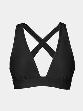 CUPSHE Women's Bikini Top V Neck Triangle Top Wide Straps Cross Back Lace up - M